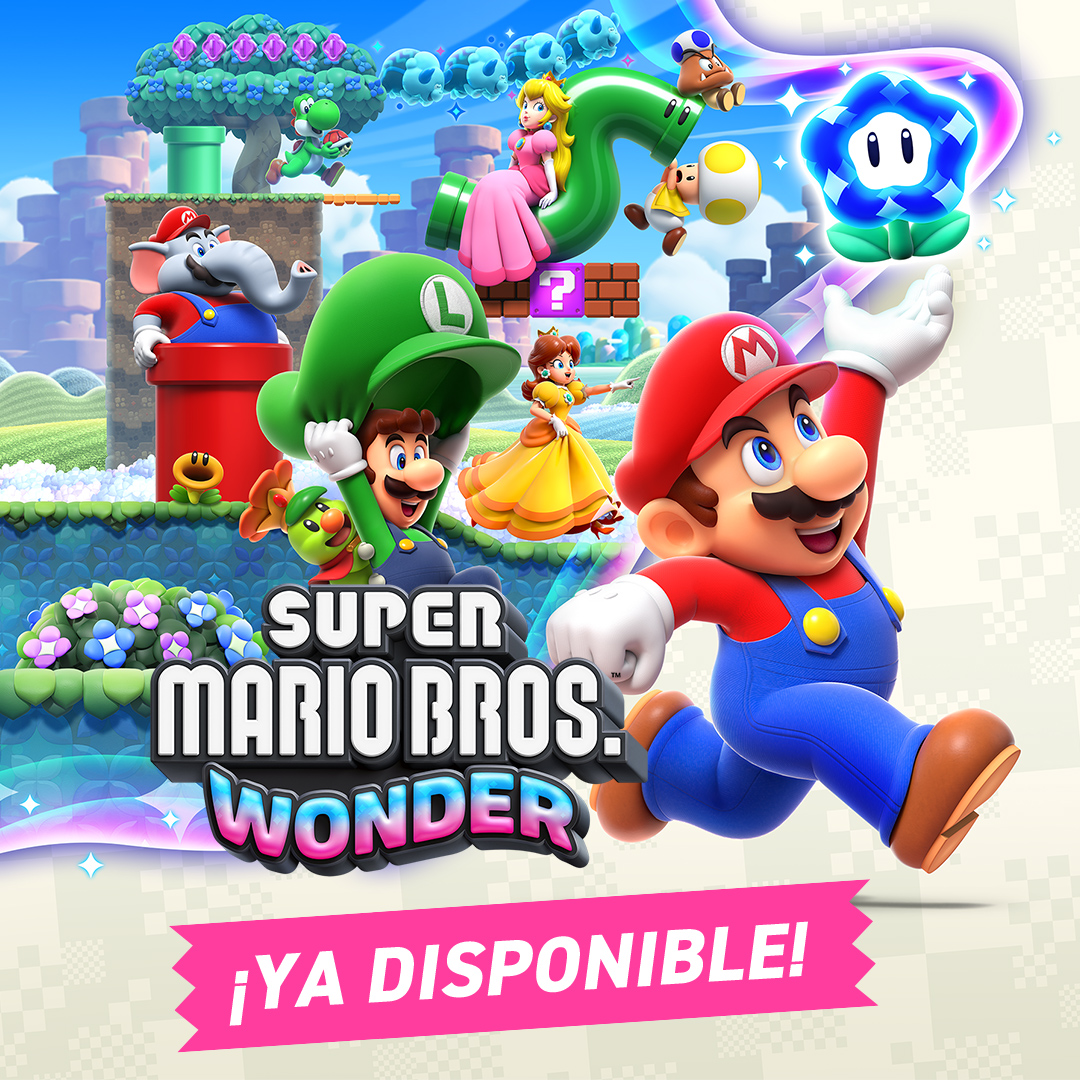 mario bros.wonder cover image, mario running with his friends through the mushroom kingdom