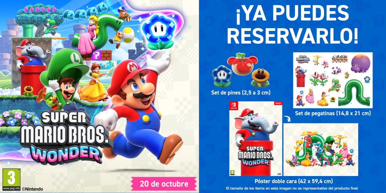 mario bros.cover image ont the left of the image and mario bros. reservation promotional content on the right