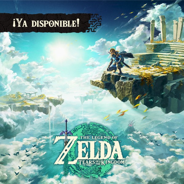 the legend of zelda: tears of the kindgdom cover image, link looking down from abover hyrule