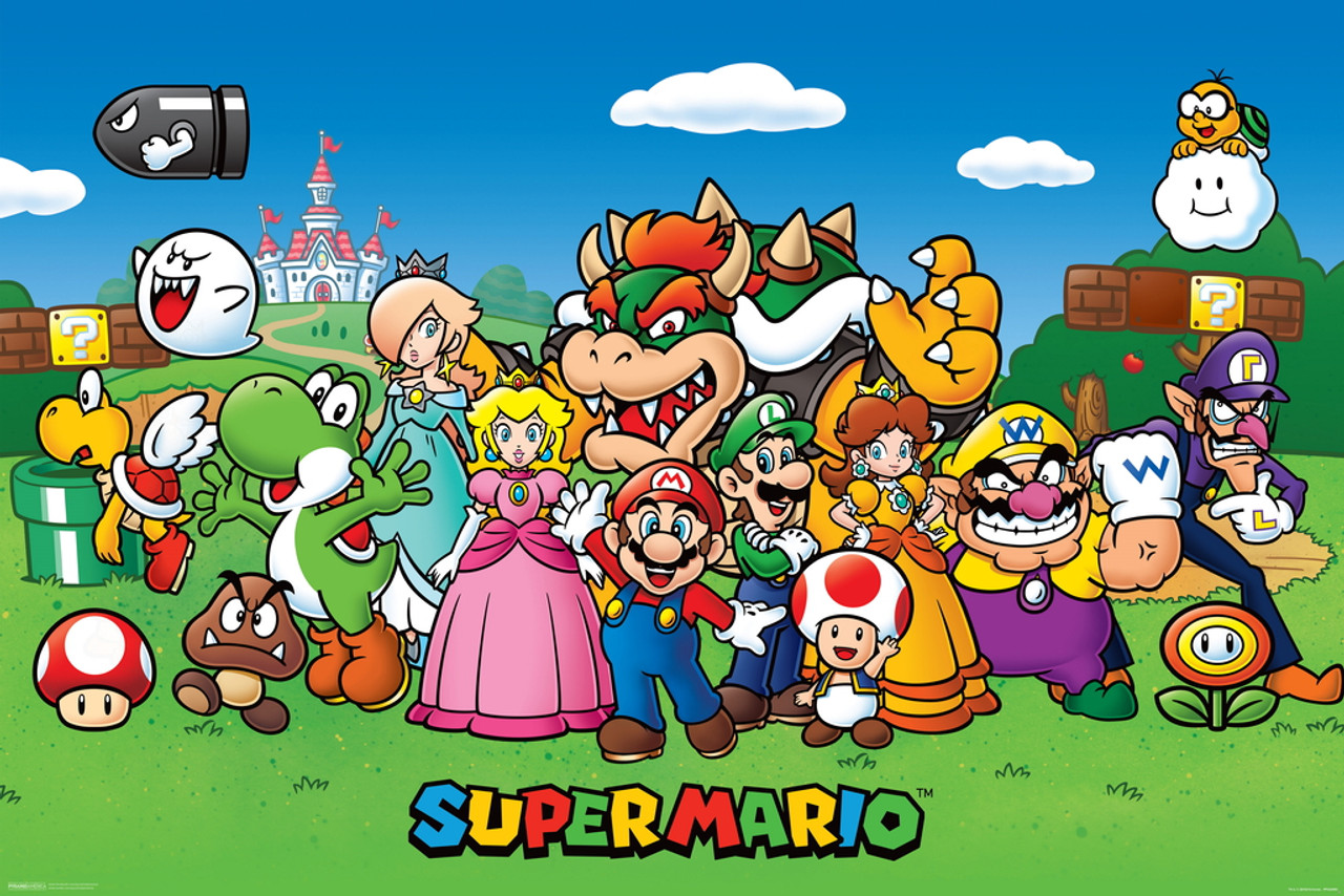 mario and his friend waving at the camera at the mushroom kindgdom